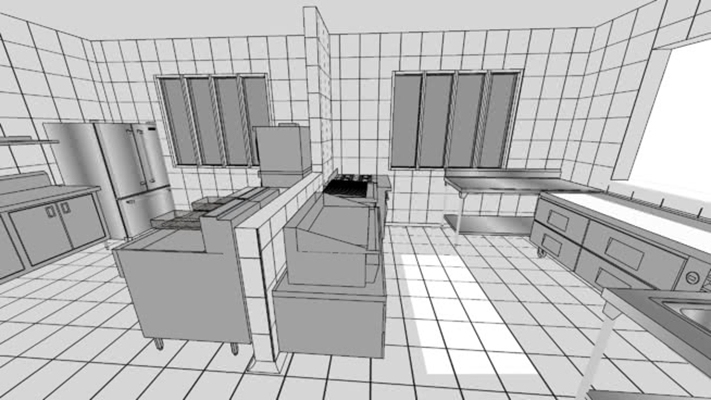 酒店厨房 草图大师模型