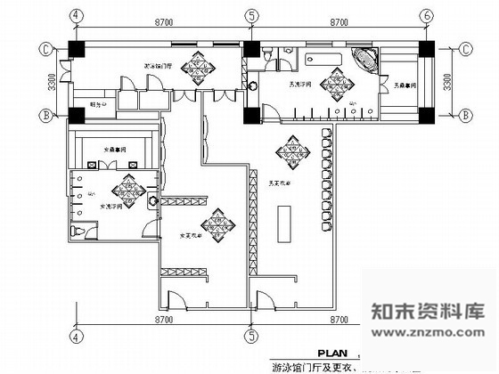 施工图现代室内游泳馆装修图 游泳馆建筑