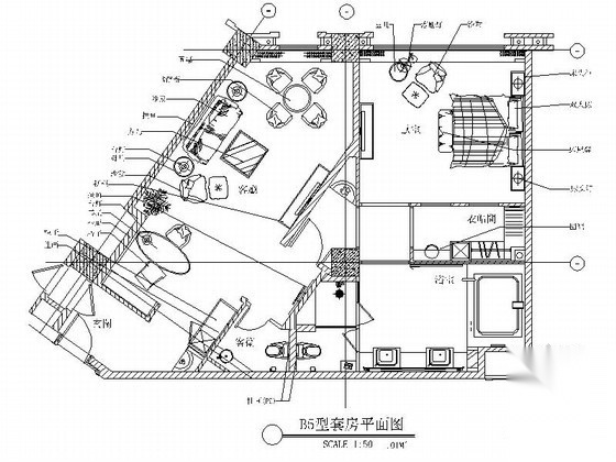 [深圳]精装酒店客房BI型套房室内施工图
