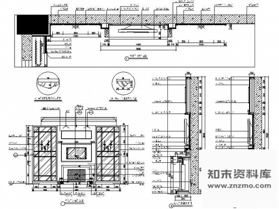 图块/节点时尚套房电视背景详图 墙面节点