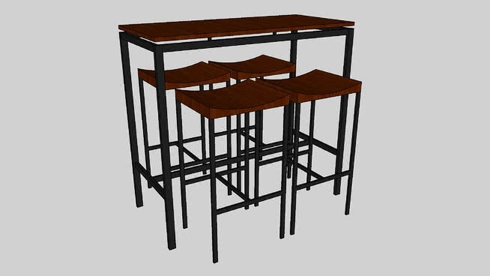 吧台吧椅组合 草图大师模型