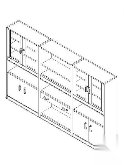 书柜CAD三维图块8