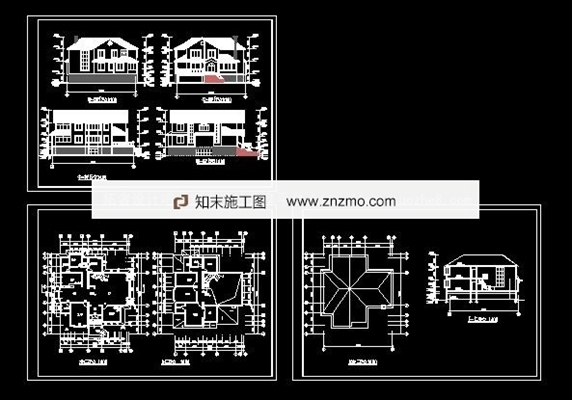 别墅建筑施工图-三套别墅方案