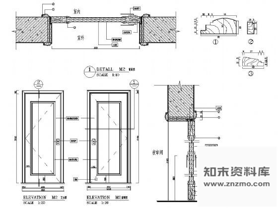 图块/节点单扇实木门详图 通用节点