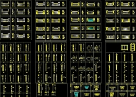 CAD欧式柱子罗马柱栏杆柱头雕花围墙图库