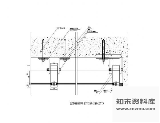 图块/节点隐框幕墙立梃上墙横剖面节点图Ⅲ 节点 结构节点图