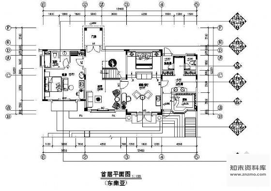 施工图C1型别墅装修东南亚)