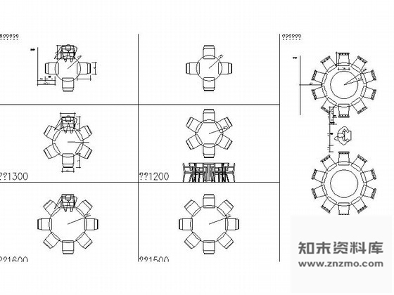 图块/节点餐桌椅组合平面CAD图块下载