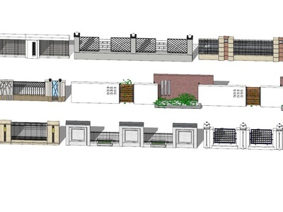 现代铁艺围墙 直线 围墙 格栅