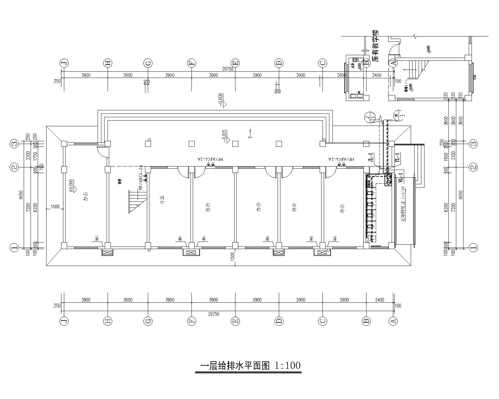 学校改造项目综合楼给排水设计施工图CAD版 建筑给排水