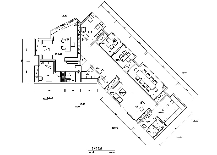 详细全套现代办公空间设计施工图+效果图(另含设计方案...