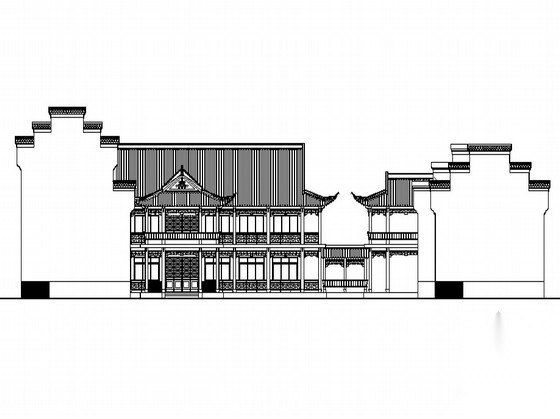 [徽派]某三层仿古茶馆会所建筑方案图 娱乐会所