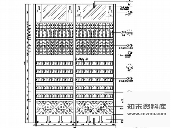 广东某酒坊高酒架B详图 施工图 柜类