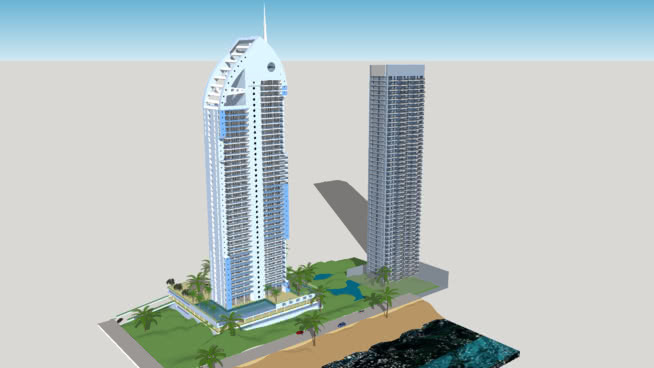 海市蜃楼-海边豪华塔 工地 机械 塔 拭子 双体船