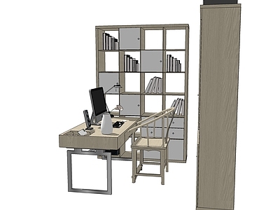 新中式实木书桌椅书柜
