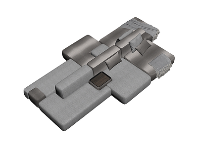 现代灰色L型沙发