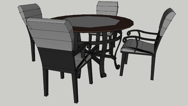 圆形4座餐具 餐桌 家具 椅子 桌子 书桌