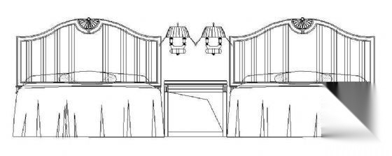 双标间床立面图块