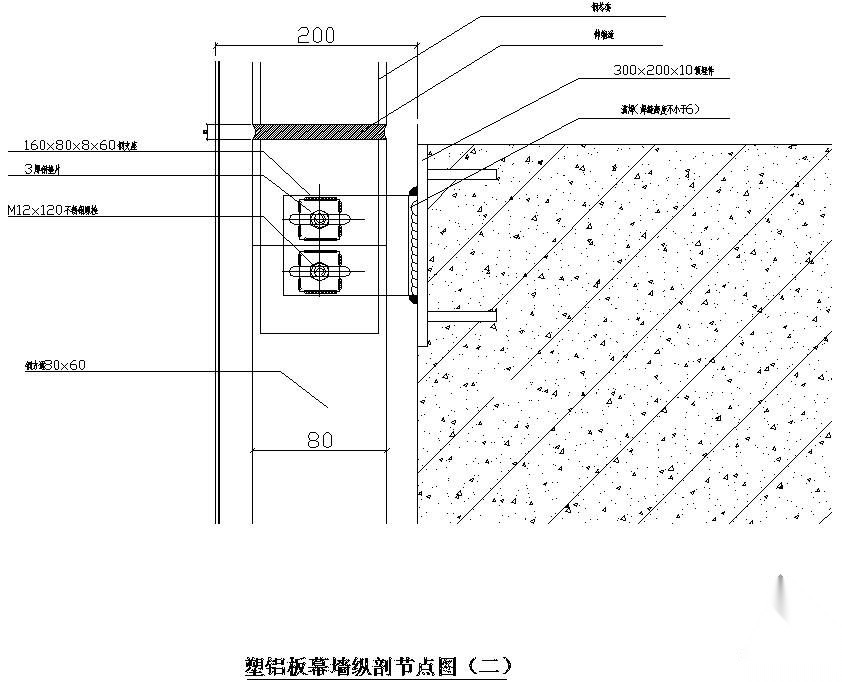 某塑铝板纵剖节点构造详图