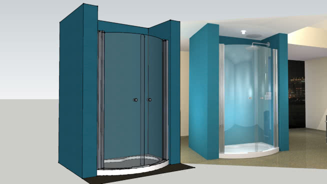 单弧形弧形淋浴门和1275×900mm托盘 滑动 保险箱