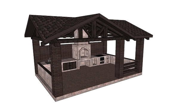 arbor，garden house，barbecue，summer kitchen，凉亭，暑假，烧烤。 其他 屋 钟楼 室外