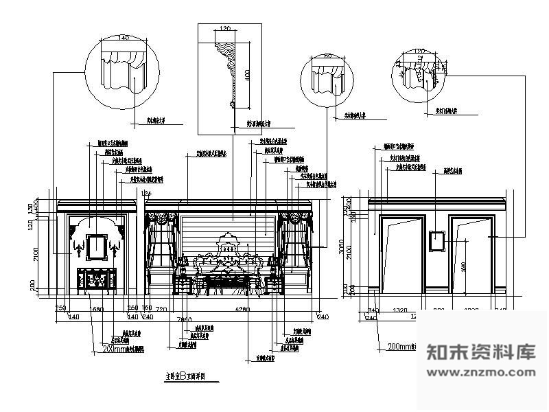 图块/节点欧式别墅主卧立面图