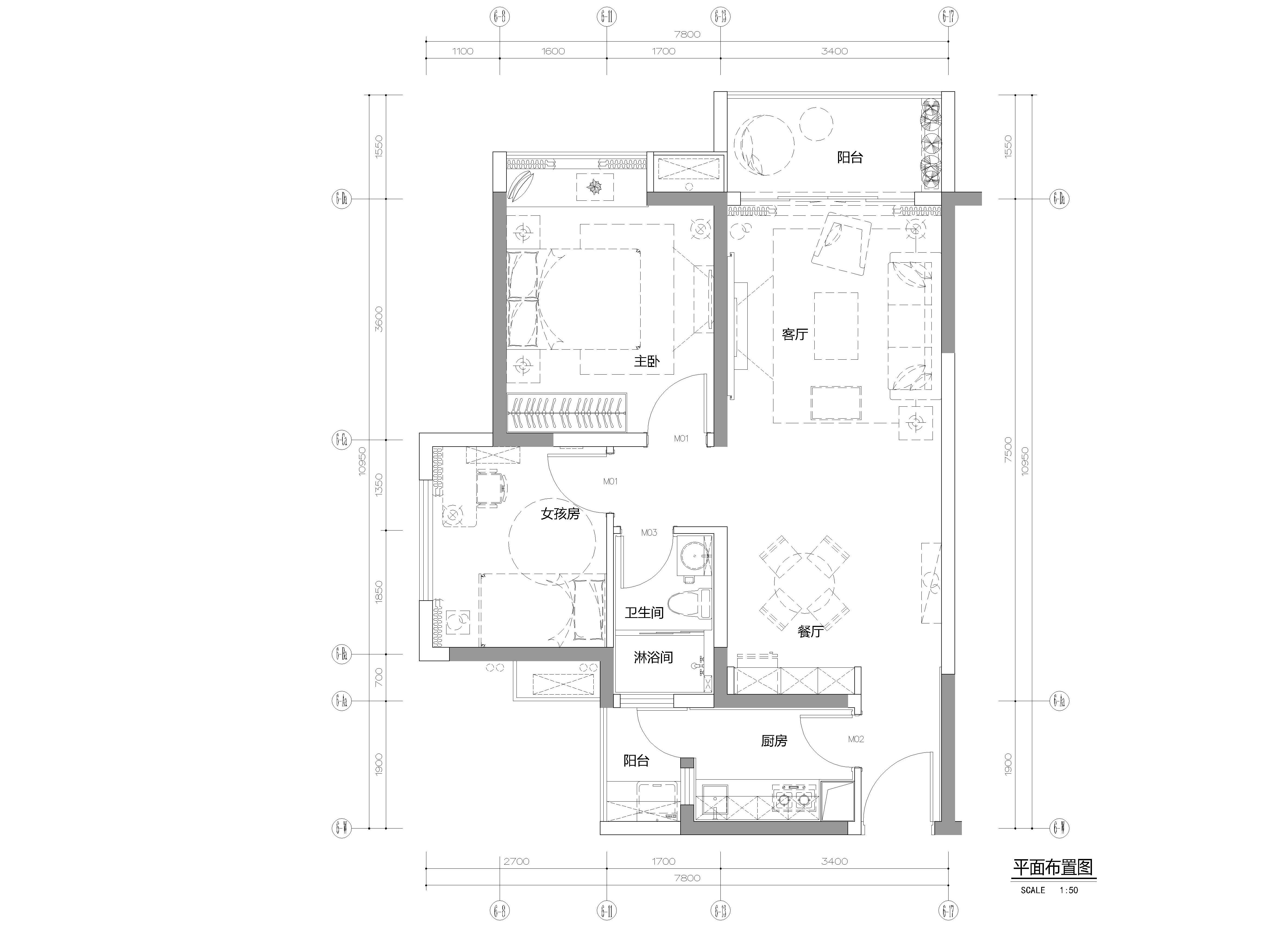 [广东]深圳熙璟城豪苑B户型样板间丨施工图 平层
