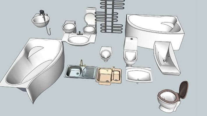 卫浴小件组合 草图大师模型