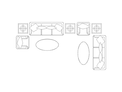 工装办公家具图块 大型整套沙发