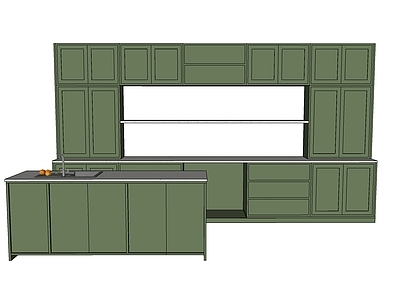 现代厨房台面 绿色