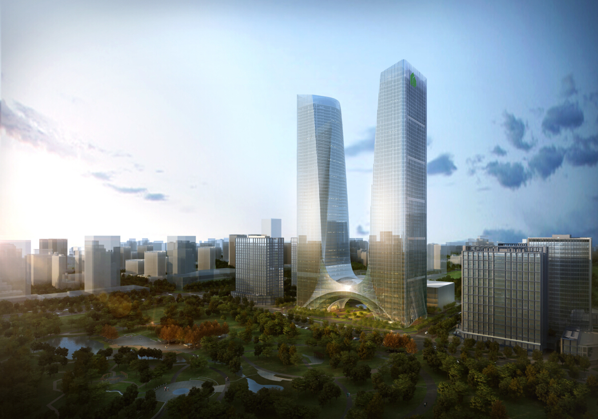 [河南]超高层绿地多功能地标性双塔办公楼建筑设计方案...