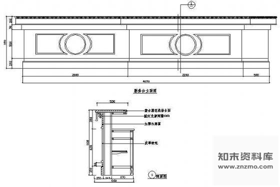 图块/节点服务台立面图1 前台 家具节点详图