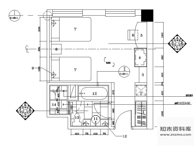 施工图北京四星酒店两套标房施工图