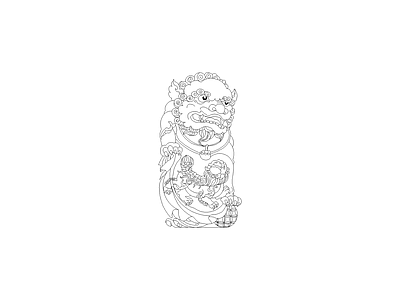 中式石狮子动态块 石狮子