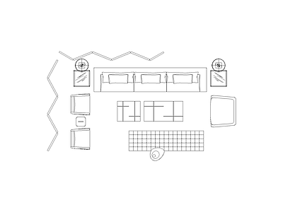 工装办公家具图块 大型套装沙发