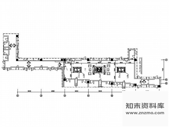 施工图西安某国际酒店豪华中厅走廊内装修图 酒店公区