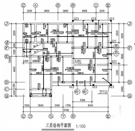 三层砌体结构别墅建筑结构施工图（坡屋面）