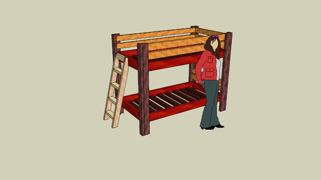 带端梯的双层床 椅子 书 折叠椅 家居物品 火柴