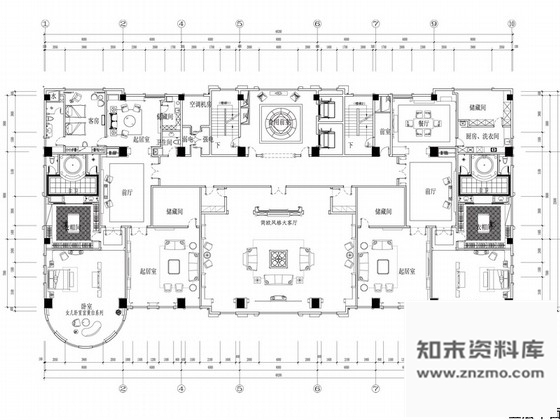 施工图苏州奢华欧式风格商务会所五层卧室区室内装修图含效果