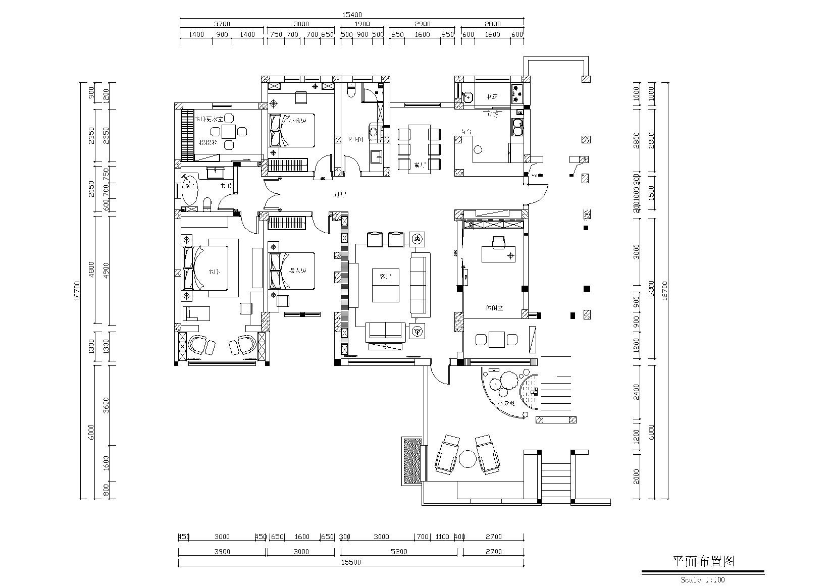 [河北]保定红山庄园新中式样板房施工图 平层