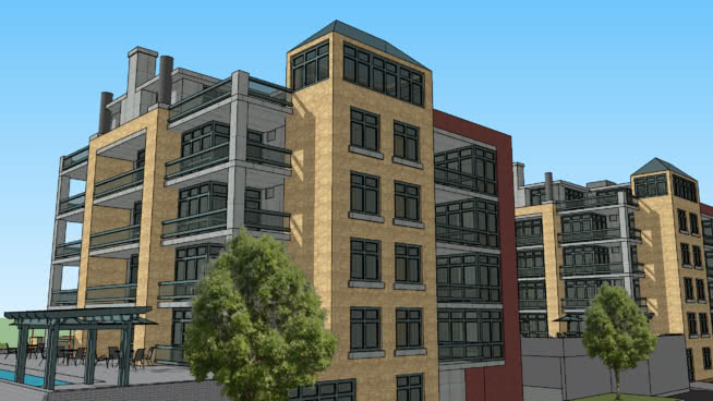 城市公寓-3 大厦 建筑 室外 街景 图书馆