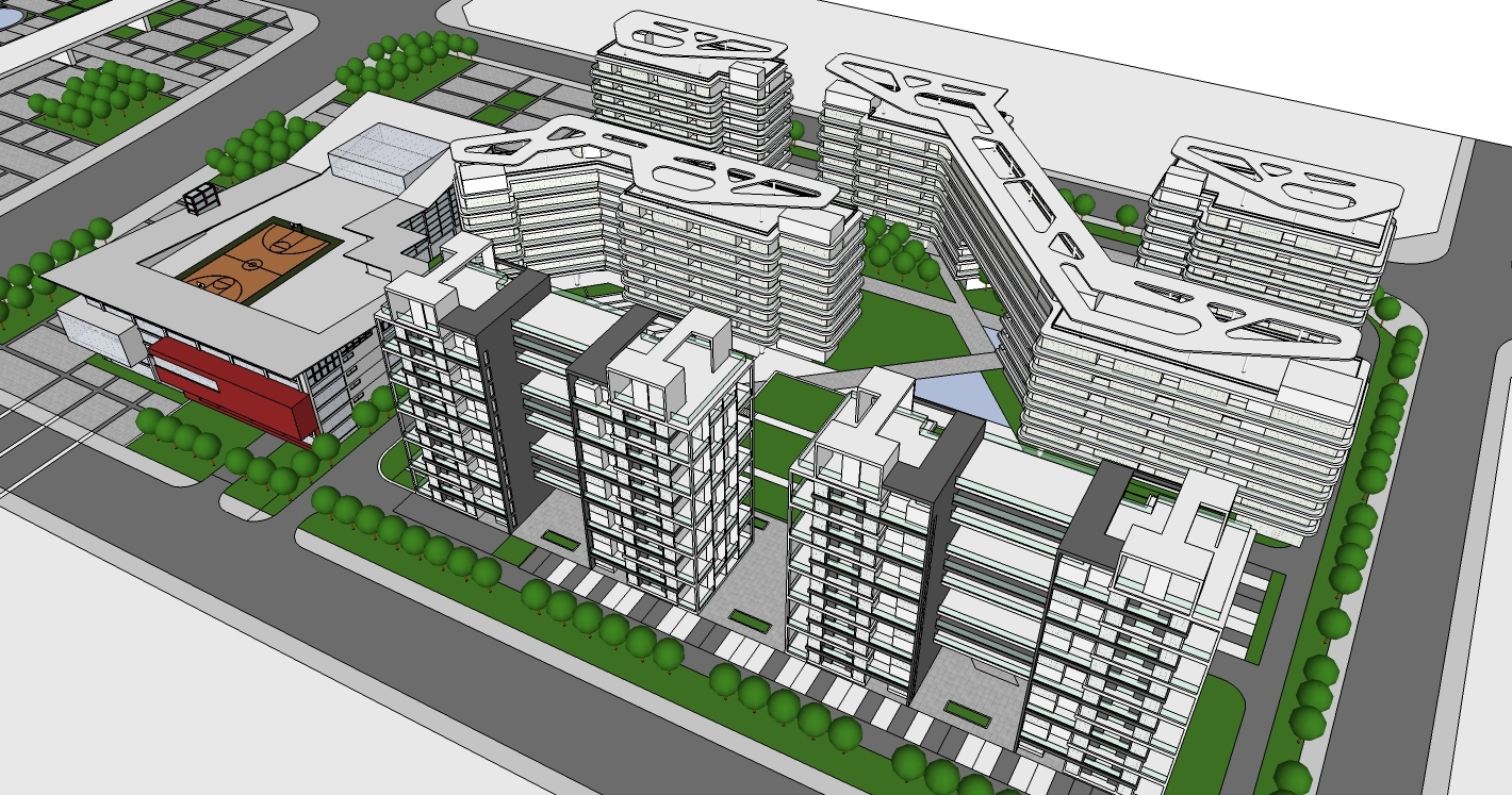 现代风格居住办公综合区精SU模型