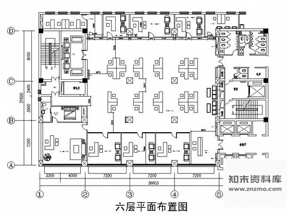 施工图山西第六层某办公空间室内装修图