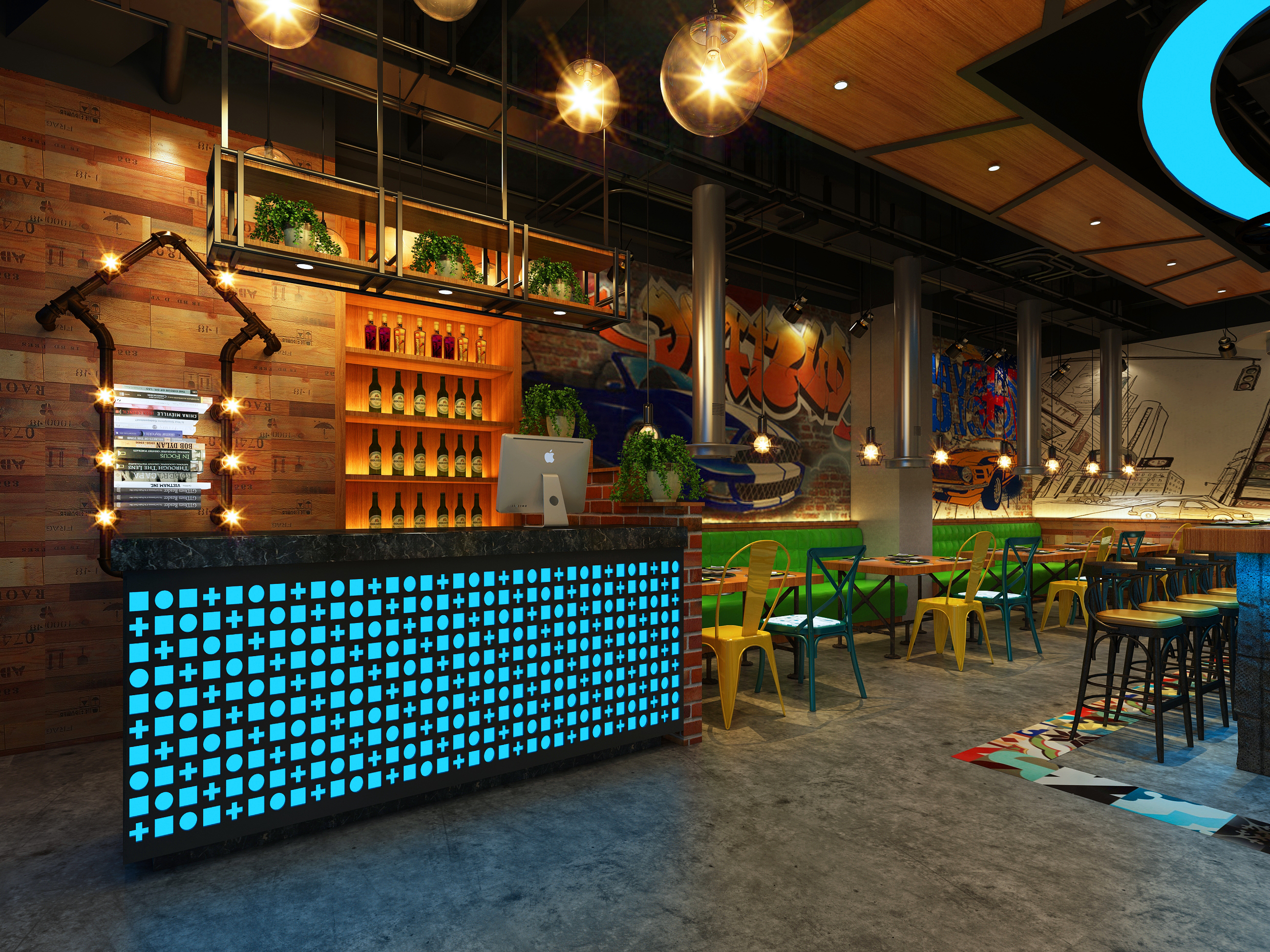 工业风烧烤店 椅 装饰