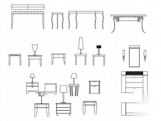 各式桌子立面CAD图块下载