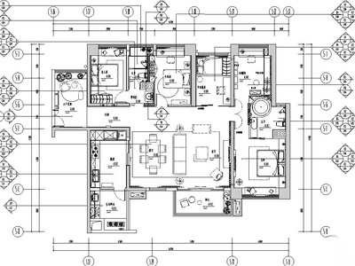 知名企业现代尊享住宅样板房装修CAD施工图 平层