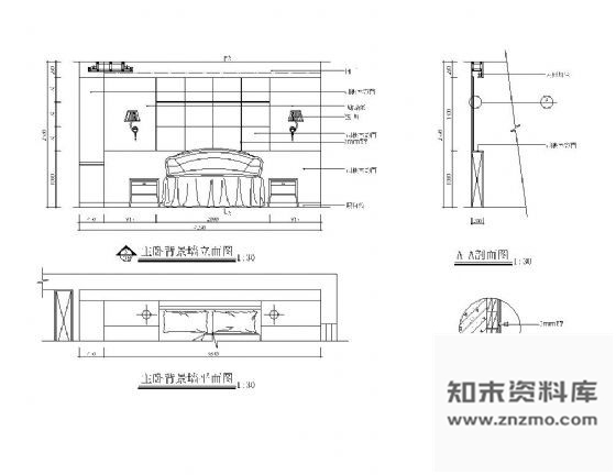 图块/节点主卧背景墙设计详图 墙面节点