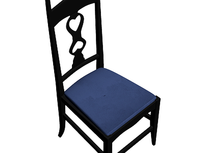蓝色坐垫黑色木椅