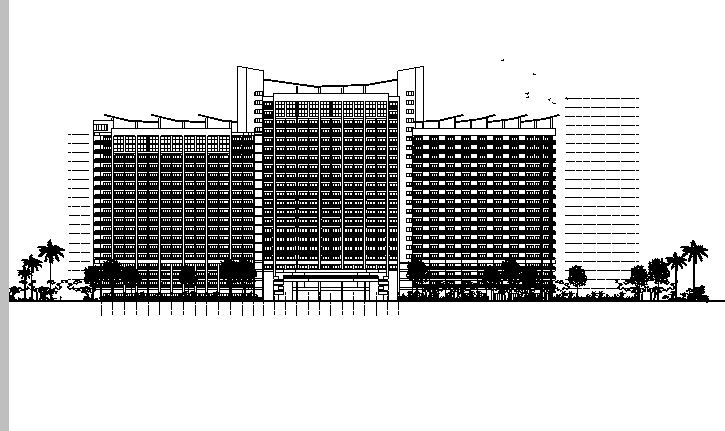 [海南]高层曲线温泉大酒店建筑施工图（效果图、SU及C...