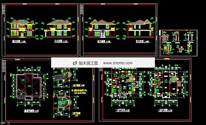 小别墅建筑施工图带效果图